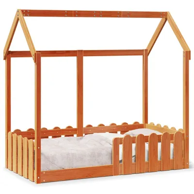 Produktbild von vidaXL Kinderbett Hausbett Wachsbraun 70x140 cm Kiefer