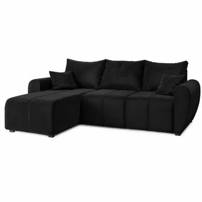 Produktbild von Ecksofa MOKA mit Schlaffunktion L-Form, Sofa mit Bettkasten, Wohnzimmersofa, Bettsofa – Schwarz Kronos 07