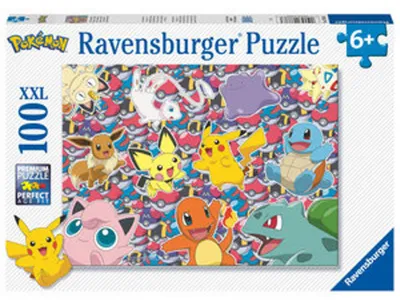 Produktbild von Ravensburger Pokémon Puzzle Spiel Bereit zu kämpfen! 13338 - 100 XXL Teile, Alter ab 6 Jahree, Fertig-Puzzle: 49x36 cm