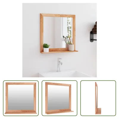 Obrázok produktu pre The Living Store Nástenné zrkadlo 55x55 cm, masívny orech
