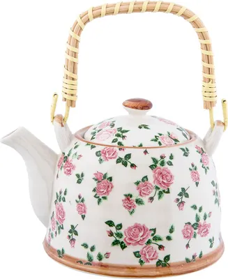 Immagine prodotto di Teiera Clayre & Eef con filtro 700 ml Fiori di Vetroceramica rosa beige