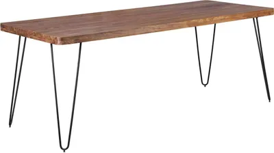 Produktbild von Esstisch BAGLI Massivholz Sheesham 200 x 80 x 76 cm Esszimmer-Tisch Küchentisch modern Landhaus-Stil Holztisch mit Metallbeinen dunkel-braun Natur-Produkt Massivholzmöbel