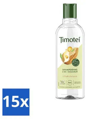 Productafbeelding van 15 x Timotei 2-in-1 shampoo met amandelolie, geschikt voor alle haartypes, 300 ml - voordeelverpakking - 15 stuks