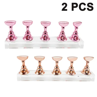 Produktbild von 2 Sätze Magnetisch Nagel Tipps Ständer Halter Satz,Schachbrett Nail Art Tip Praxis Ständer Ausstellungsstand zum Üben Von Nägeln und DIY Maniküre Salon