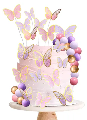 47-teilige Schmetterlingskuchen-Dekoration, 3D, für Geburtstage
