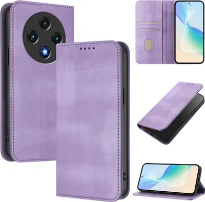 Produktbild von Handyhülle für Umidigi G100, Vintage Leder RFID Schutz Kartenfach Standfunktion Magnetische Klapphülle Violett