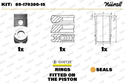 Produktbild von NÜRAL Reparatursatz Kolben / Zylinderlaufbuchse 89-179300-15 passend für MERCEDES-BENZ SK