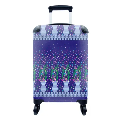 Produktbild von MuchoWow® Koffer Handgepäck Trolley Rollkoffer Kleine Reisekoffer mit 4 Rollen - Blumen - Muster - Frühling - Cabin Size < 55x40x23 cm & 55x40x20 cm - Fotokoffer - Kabinenkoffer - Boardgepäck - Reise-Box - Reisekoffer - Reisegepäck - Koffer mit Bild - Trolley für Kinder
