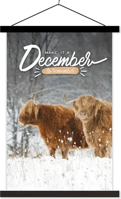Produktbild von MuchoWow® Textilposter Sprichwörter - 'Mach einen unvergesslichen Dezember' - Zitate 40x60 cm mit schwarzem Rahmen - Wanddekorationen