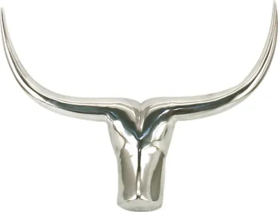 Produktbild von Wanddekoration Geweih Stier Stierkopf silber poliertes Aluminium 53x39cm