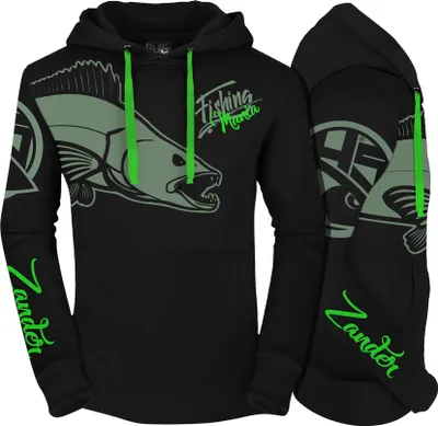 Obrázok produktu pre HOTSPOT DESIGN Fishing Mania ZANDER, M, čierno-zelená, mikina, 010300602