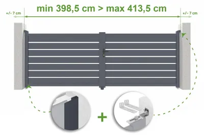 Produktbild von Verstellbares Drehtor Breite 4m VOGEL H.140cm grau Aluminium