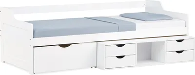 Produktbild von Homestyle4u Kinderbett 90x200 Holzbett Tagesbett Weiß Einzelbett Bettgestell mit Lattenrost Schubladen