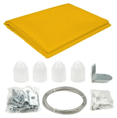 Produktbild von sunprotect 12549 Seilspann-Markise Komplett-Set, 3,3 x 1,4 m, Sonnenschutz für Pergola Wintergarten Terrasse, gelb, 48-teilig (1 Set)