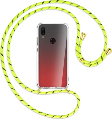 Produktbild von Handykette Backcover-Schutzhülle mit Band (Metall goldfarben) für Xiaomi Redmi 7 - neongelb