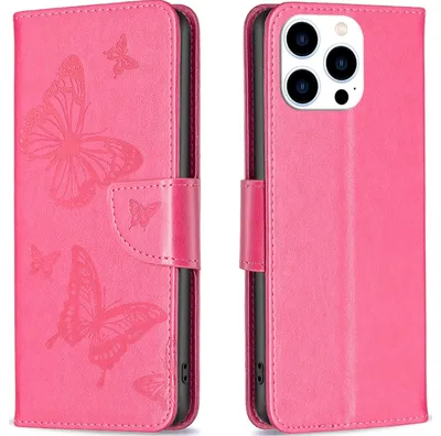 Produktbild von Mobigear Butterfly iPhone 16 Pro Hülle Klapphülle Geldbörse - Rot