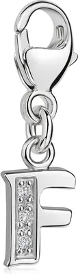 Produktbild von MATERIA by Matthias Wagner Buchstabe F Charms Anhänger Alphabet Silber 925 mit 3 Zirkonia C56