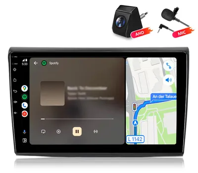 Immagine prodotto di Autoradio 4+64GB con telecamera e microfono, compatibile con Fiat Bravo 2007-2012, con funzionalità Carplay, Android Auto, radio multimediale Android, navigatore GPS, Wi-Fi, Bluetooth, DAB+, RDS, controllo al volante (SWC), display da 9 pollici
