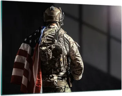 Produktbild von Bilder auf glas - Soldat Armee - 120x80cm - Glasbilder - Wandbilder - Kunstdruck - zum Aufhängen bereit - Wanddekoration aus Glas - Glas Bilder - Wandbild auf Glas - Einteilig - GAA120x80-4064