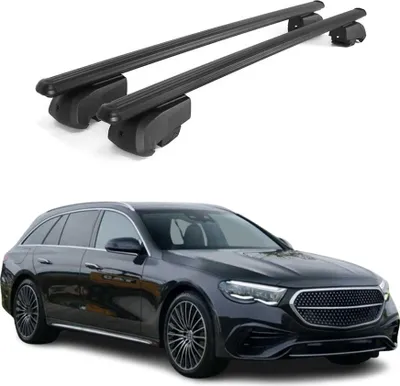 Obrázek produktu pro Příčné střešní nosiče pro Mercedes třídy E W213 (2016–2024), černé hliníkové