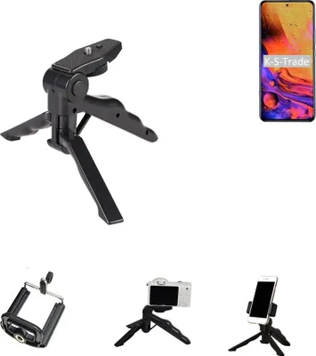 Produktbild von K-S-Trade Stativ Tisch-Ständer Dreibein Handy-Stativ Ständer kompatibel mit ZTE Axon 30 Pro Mini-Stativ Smartphone Tripod Handy-Stativ aus Plastik