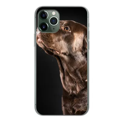 Produktbild von MuchoWow® Handyhülle Schutzhülle Hülle für iPhone 11 Pro Hund - Braun - Porträt Silikon Softcase Handy Hülle - Handy