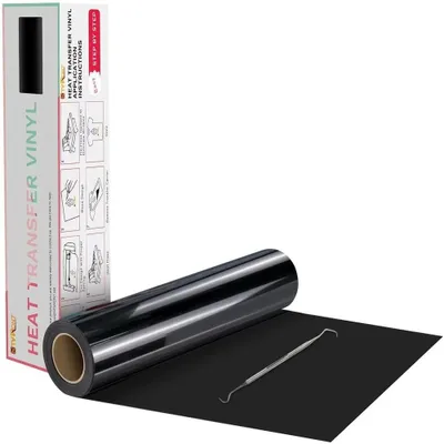 Produktbild von Wärmeübertragungsfolie - Bügelfolie für Textilien - 5 Rollen à 6 m - 30 cm breit - Selbstklebend - PET - Schwarz