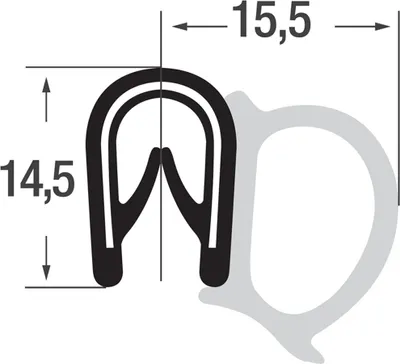 Produktbild von DS12 - PVC/ EPDM Kantenschutz Dichtungs Profil Gummi Dichtung seitlich - Klemmbereich 1 - 4 mm