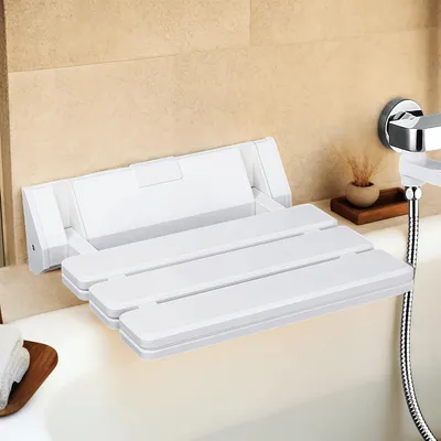Produktbild von Klappbarer Duschsitz, barrierefreier Duschhocker, Duschklappsitz für die Badewanne Wandmontage, Duschhilfe für Senioren, Behinderte, Weiß