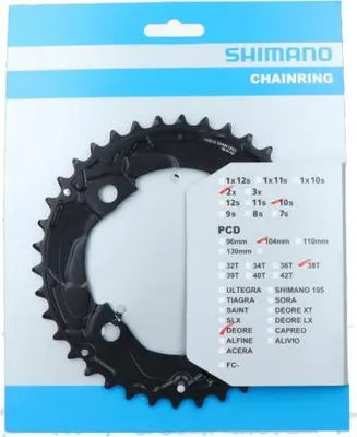 Obrázek produktu pro DEORE FC-M617 řetězové kroužky, 38 zubů, 104 mm, černé, hliníkové