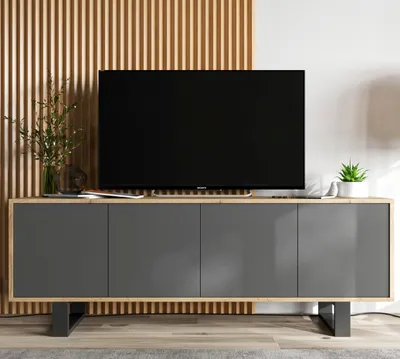 Zdjęcie produktu dla Szafka RTV NILA 7 dąb wotan/grafit mat 150