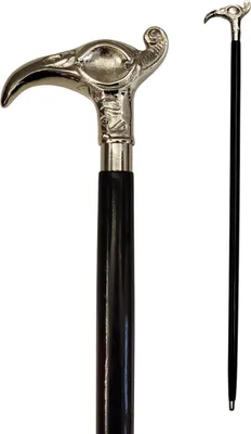 Produktbild von Vogel Spazierstock aus Holz mit silbernem Griff aus Metall