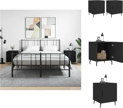 Produktbild von vidaXL Nachttische 2 Stk. Schwarz 40x40x50 cm Holzwerkstoff -  Nachttische