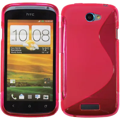 Produktbild von PhoneNatic Case kompatibel mit HTC One S - pink Silikon Hülle S-Style + 2 Schutzfolien
