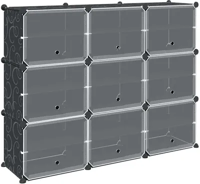 Produktbild von vidaXL Regalsystem mit 9 Würfeln und Türen Schwarz PP