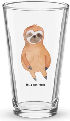 Produktbild von Mr. & Mrs. Panda Glas Faultier Zufrieden - Transparent - Geschenk, Bierglas, Ruhe, Pause, Longdrinkglas, Happy, Glück, Trinkglas, Wasserglas, Tumbler