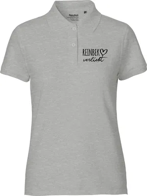 Produktbild von Huuraa Damen Polo Shirt Reinbek verliebt XXL Sport Grey Bio Baumwolle Fairtrade Poloshirt Geschenkidee
