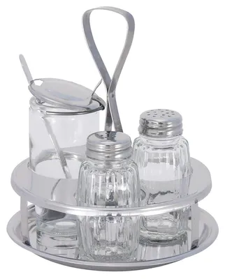 Image de Service de table, 3 pièces, sel/poivre, moutarde, acier inoxydable 18/0, Ø 13 cm, 14,5 cm de hauteur : Service de table Variante : Service de table