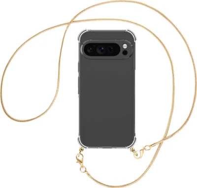 Produktbild von Handykette Backcover-Schutzhülle mit Band (Metall goldfarben) für Google Pixel 9 Pro XL (6.8'') - goldfarbene Snake-Kette