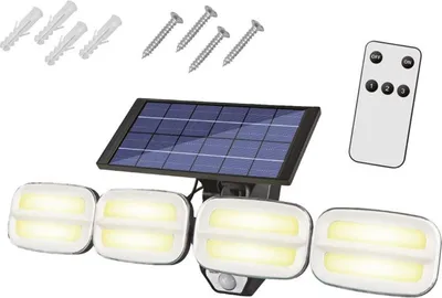 Obrázok produktu pre LED solárne nástenné svietidlo Solárne svietidlo Vonkajšia lampa s detektorom pohybu Vonkajšia nástenná lampa 8XCOB 3000LM Batéria 4800MAH Diaľkové ovládanie