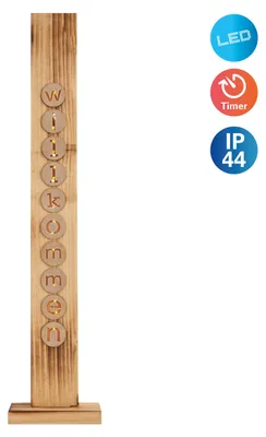 Image de Bienvenue Déco Entrée Éclairée LED Panneau extérieur en bois Extérieur Minuterie 5303927