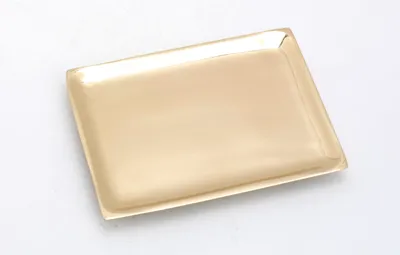 Produktbild von Kerzenteller rechteckig Messing Gold poliert (Innen 10 x 7 cm) für Kerzen, Hochzeitskerzen, Taufkerzen, Anlasskerzen