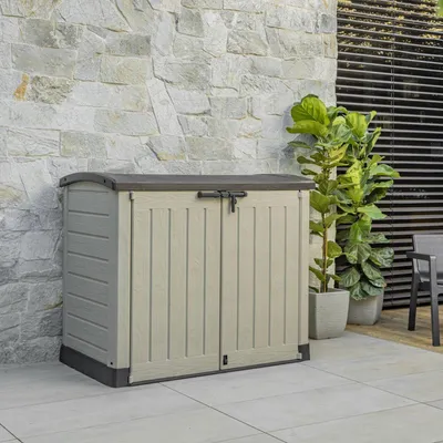 Immagine prodotto di Dmora Armadio da Esterno Hinton 82x146x120h cm Beige, Apertura Battente 2 Ante