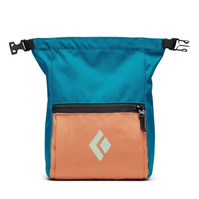 Chalkbag "Mondito Chalk Pot" von Black Diamond in Blau und Orange mit Reißverschlussfach.