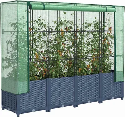 Obrázek produktu pro vidaXL Zvýšená postel s krytem skleníku ratanového vzhledu 160x40x138 cm