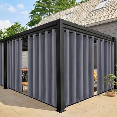 Immagine prodotto di Tende per esterni Tenda impermeabile resistente alle intemperie con occhielli Tende per balcone gazebo terrazza, grigio scuro, B180xH243cm