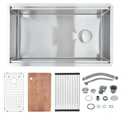 Obrázok produktu pre Umývačka – jednodielkový model z nehrdzavejúcej ocele – 81,3 x 48,3 x 25,4 cm – na dosadenie – leštená – s jedným otvorom pre batériu – bez batérie – strieborná