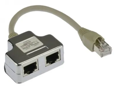 Obrázek produktu pro Rozbočovací adaptér RJ45 cat.5e stíněný FTP 2 zásuvky / 1 zástrčka