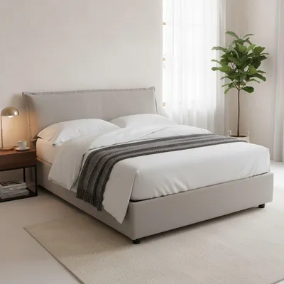 Image de Aishia - Lit Double, Gris, Matelas Inclus  Italy