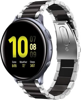 Produktbild von Strap-it Samsung Galaxy Watch Active / Active 2 Gliederamband (Silber / Schwarz)